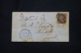ROYAUME UNI - Devant D'enveloppe De Ipswich Pour Cornwall  En 1849  - L 111306 - Covers & Documents