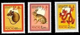 (058, 209, 210) Macau  New Year / Neujahr / 1984, 1987, 1988 / Rat, Rabbit, Dragon  ** / Mnh   Michel 513, 568, 568 - Autres & Non Classés