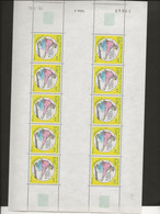 ST PIERRE ET MIQUELON -  N° 593 Feuille De 10 NEUF SANS CHARNIERE  COIN DATE-ANNEE 1994- COTE : 25 € - Unused Stamps