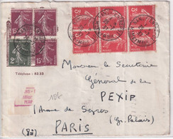 1937 - SEMEUSE - ENVELOPPE De NANCY-ENTREPOT (MEURTHE ET MOSELLE) => SECRETAIRE Gal PEXIP (EXPO PHILATELIQUE) - 1906-38 Semeuse Camée