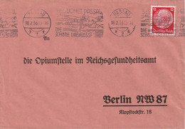 T 227) DR 1936 Mi# 487 (?) EF: Rollstempel Besuchet Passau 18.2.36 An Opium-Stelle Im Reichs-Gesundheitsamt Berlin - Drugs