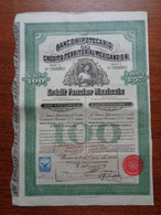 MEXIQUE - LOT DE 3 TITRES - BANCO HIPOTECARIO - ACTION DE 100 $ MEXICAINES - MEXICO 1909 - AVEC TIMBRE FISCAL - Ohne Zuordnung