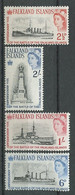 FALKLAND 1964 N° 144/147 * Neuf MH Légère Trace TTB C 16,50 € Bataille Navale Bateaux Ships Croiseur Glasgow Cuirassé - Falklandeilanden