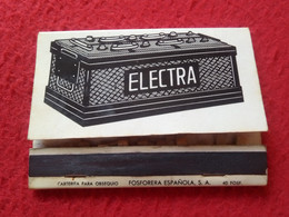 CAJA DE CERILLAS FÓSFOROS MATCHBOX BOÎTE D'ALLUMETTES BATERÍAS ELECTRA BATTERY BATTERIE BATTERIES..SPAIN FOSFORERA...VER - Boites D'allumettes