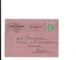 Carte Imprimé Avec Correspondance - Timbres Des Missions - Cérès De Mazelin N° 675 Nice Pour Mende En 1946 - 1921-1960: Modern Period