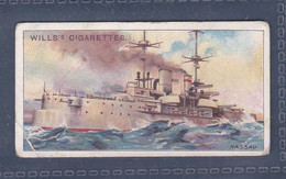 The Worlds Dreadnoughts 1910 - 12 "Nassau" Germany -  Wills Cigarette Card - Original  - Antique - Military - Ships - Wills
