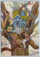 GIRL N BOY House On TREE Forest Fantasy Birds OWL By Speshilova New Postcard - Zonder Classificatie