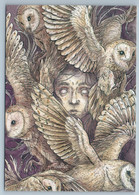 WEIRD FACE Among The Birds LORD OF OWLS Unusual Graphic Russian New Postcard - Vertellingen, Fabels & Legenden