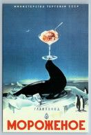 SOVIET ICE Cream ADVERTISING Black Seal Penguins Antarctic Russian New Postcard - Zonder Classificatie