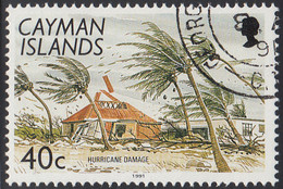 Cayman Islands 1991 Used Sc #630 40c Buildings, Trees Hurricane Damage - Kaimaninseln