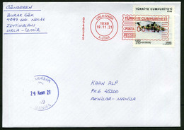 Türkiye Izmir 2021 Mail Cover Used To Akhisar | Helicopter, Aircraft, Aviation | With Arrival Postmark | Mi 4386 - Hélicoptères