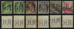 Switzerland 1908/1925 6 Stamp Perfin R.H. By Roth & Henkel (Hero AG) + Rud. Hirt & Sohne From Lenzburg Lochung Perfore - Gezähnt (perforiert)