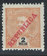 Portuguese India 1911 D. Carlos I Repuclica Condition MH OG Mundifil #202 - Portugiesisch-Indien