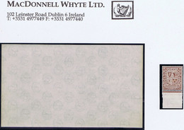 Ireland 1922-35 Watermark SE Block Of Unprinted Watermarked Gummed Paper With 48 Full "se" Monograms Mint Unmounted - Nuovi