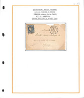 Lettre Oblitérée Avec PC N°1 - Première Commune De France( Voir  Descriptif )(L3) - 1849-1876: Classic Period