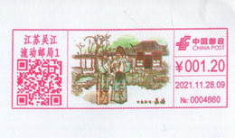 China Color Postage Meter: Kunqu Opera. Postally Circulated FDC - Brieven En Documenten