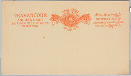 65853 - INDIA: TRAVANCORE   - Postal History -  POSTAL STATIONERY CARD - Travancore