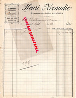 87- LIMOGES- RARE FACTURE HENRI NOCAUDIE- FABRIQUE GLACE LA TRANSPARENTE-5 AVENUE JUILLET-1918 - Petits Métiers