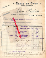 87- LIMOGES-RARE FACTURE L. PINTON & H. BOUCHERON-CAFES EN GROS-DENREES COLONIALES-6 COURS GAY LUSSAC-1913 - Food