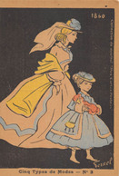 CPA ILLUSTRATEUR ART NOUVEAU SIGNE FERNEL CINQ TYPES DE MODES - Fernel