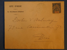 F3 COTE D IVOIRE BELLE LETTRE RARE 1904 BINGERVILLE PETIT BUREAU POUR PARIS + CIRE ROUGE +AFFRANCHISSEMENT PLAISANT - Lettres & Documents