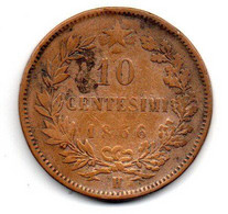 Italie  10 Centesimi 1866 H  -  état  TB - 1861-1878 : Victor Emmanuel II.