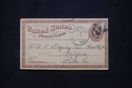 ETATS UNIS - Entier Postal Avec Repiquage De Philadelphia, Voyagé En 1875 - L 111371 - ...-1900