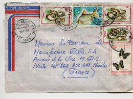 CONGO Pointe Noire 1980 - Affranchissement Sur Lettre Par Avion - Animaux Serpent Poisson Papillon - Autres & Non Classés