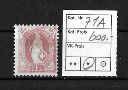 1882 - 1893 STEHENDE HELVETIA → Weisses Papier Kontrollzeichen Form A    ►SBK-71A*◄ - Neufs