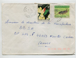 COTE D'IVOIRE Sinera 1980 - Affranchissement Sur Lettre Fleur Insecte - Côte D'Ivoire (1960-...)