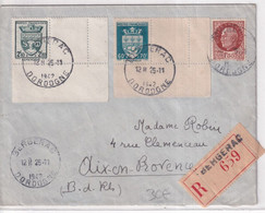 1942 - ARMOIRIES SURTAXES ! YVERT N°560+554 + PETAIN Sur ENVELOPPE RECOMMANDEE De BERGERAC (DORDOGNE) - Covers & Documents