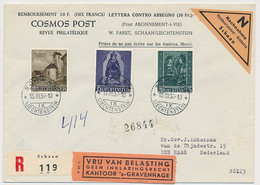 Registered / Remboursement Cover  Schaan Liechtenstein - The Netherlands 1959 - Tax Label - Free Of Duty - Cartas & Documentos