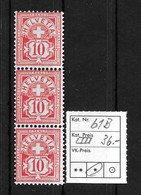 1894 - 1899 ZIFFERMUSTER → Faserpapier Kontrollzeichen Form B     ►SBK-61B* / Dreierstreifen◄ - Neufs