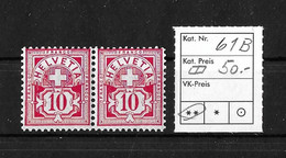 1894 - 1899 ZIFFERMUSTER → Faserpapier Kontrollzeichen Form B     ►SBK-61B** / Paar◄ - Neufs