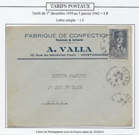 Algérie Tarifs Postaux - Lettre - Briefe U. Dokumente