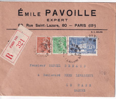 1939 - YVERT N°430 + MERCURE Sur ENVELOPPE RECOMMANDEE De PARIS - 1938-42 Mercurio