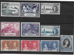 GAMBIA 1937 - 1953 COMMEMORATIVE SETS MOUNTED MINT Cat £6.50 - Gambia (...-1964)