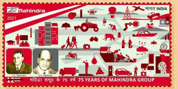 India 2021 New *** 75 YEAR'S OF MAHINDRA GROUP MNH Satellite , Drone, Electric Car, Hot Air Balloon, Bulb , Army (**) - Nuevos