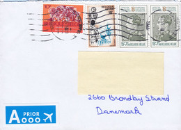 Belgium A PRIOR Label CHARLEROI 2016 Cover Lettre BRØNDBY STRAND Denmark Basketball Stamp On Stamp - Covers & Documents