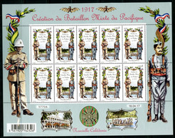 Nouvelle Calédonie - 2017 - Feuille Décorée 100 Ans Création Du Bataillon Du Pacifique - 10 Timbres - No 1299 - Cote 20 - Blocks & Sheetlets