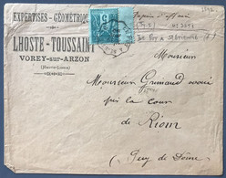 France N°75 Sur Enveloppe TAD Convoyeur LE PUY à ST ETIENNE 29.11.1892 Pour Riom - (B3757) - 1877-1920: Période Semi Moderne