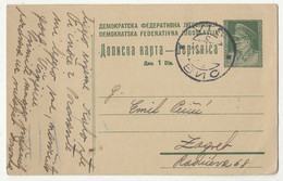 Yugoslavia DFJ Postal Stationery Postcard Dopisna Karta Posted 1945 Vis To Zagreb B211201 - Kroatië