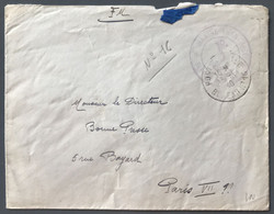 France TAD POSTE NAVALE BUREAU N°16 - 13.1.1940 Sur Enveloppe FM - (B3781) - Poste Navale