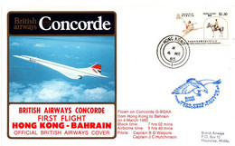 Concorde BA - Hong Kong Bahrain 1985 - First Flight 1er Vol - British Airways - China Eagle Rapace - Briefe U. Dokumente