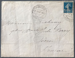 France Poste Maritime - N°140 Sur Enveloppe TAD PAQUEBOT "LUTETIA" 12 FEV 1922 (cachet Administratif) - (B3999) - Poste Maritime