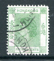 Hong Kong 1954-62 QEII Definitives - 15c Pale Green Used (SG 180a) - Usati