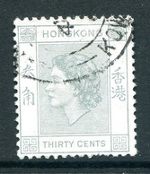 Hong Kong 1954-62 QEII Definitives - 30c Pale Grey Used (SG 183a) - Gebraucht