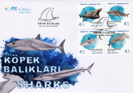 Turkey - 2021 - Fish - Sharks - FDC (first Day Cover) - FDC