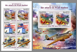 MALDIVES 2021 MNH WWII Pearl Harbor M/S+S/S - OFFICIAL ISSUE - DHQ2149 - Guerre Mondiale (Seconde)