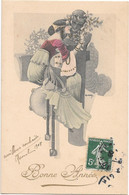 CPA..  ILLUSTRATEUR...ART NOUVEAU  HAUBY  S...BONNE ANNEE..1908..TBE - Andere Illustrators